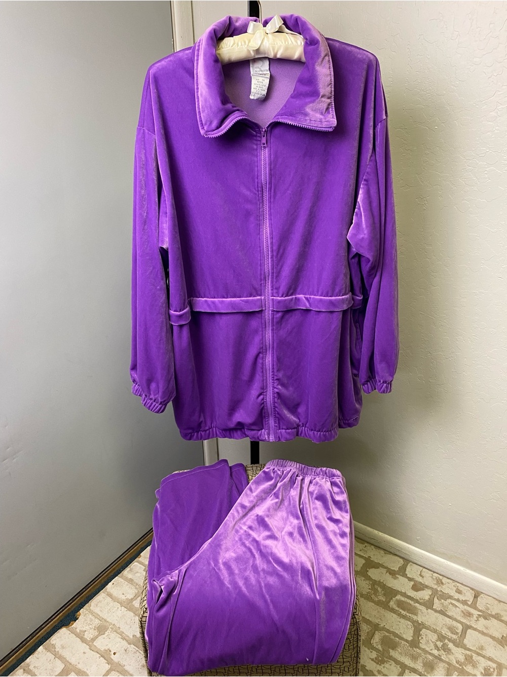 Roaman's Purple Velour Two-Piece Set 1XP Y2K